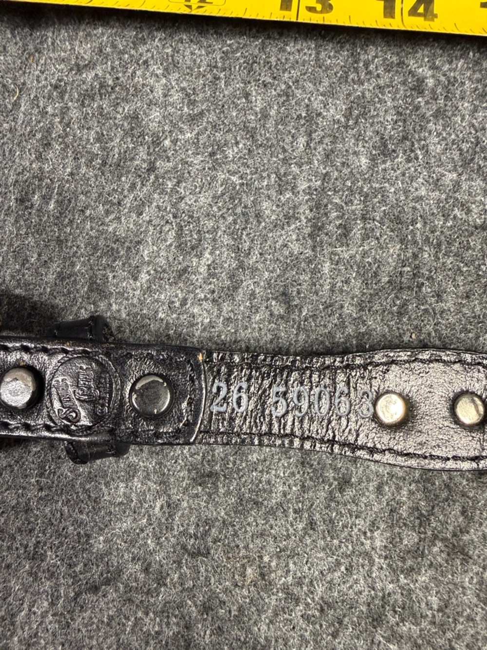 Black Western Leather Belt with Silver-Tone Buckle - Picture 7 of 7